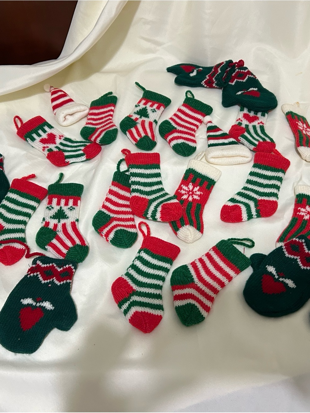 Knit Christmas Ornaments Lot – Mini Stockings & Mittens